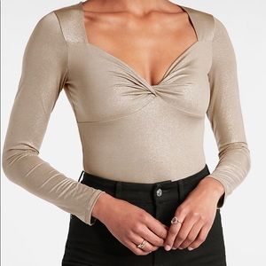 Body Contour Metallic Twist Front Thong Bodysuit